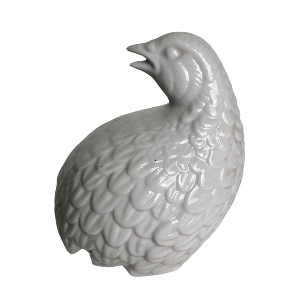 Vintage White Ceramic Quail Bird Figurine Porcelain Decor